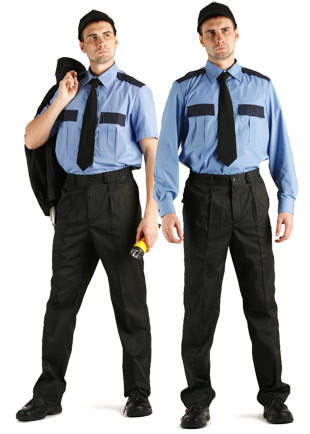 Рубашка Охранник голубой/черный (короткий рукав)